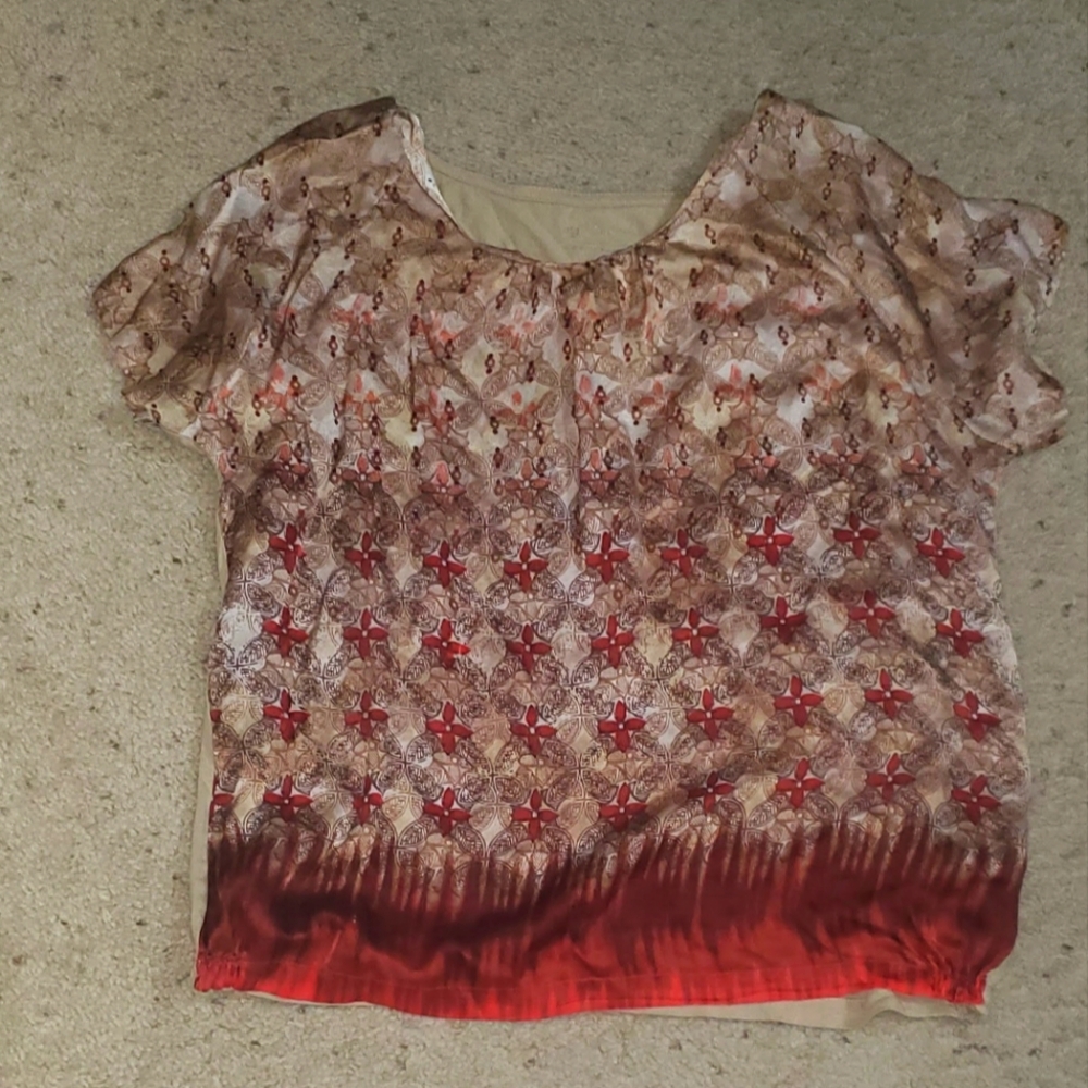 Red and Beige Top